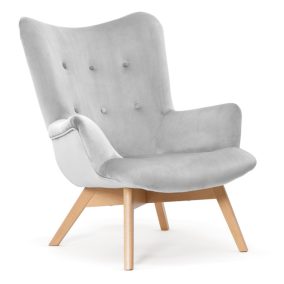 Angel Luxus Fotel Szürke Bársony Tűzött