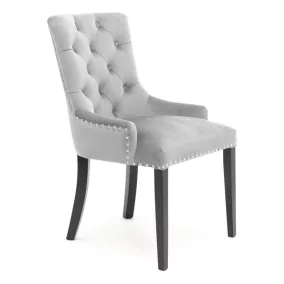   August Chesterfield Kárpitozott Szék Szürke Bársony Görgős