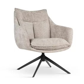 Belleza Forgó Fotel Bézs Kárpitozással Fekete Lábbal