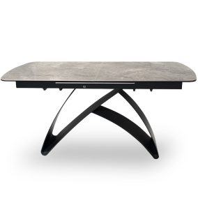   Bentley Kinyitható Kerámia Étkezőasztal Szürke Kő Fekete Lábbal