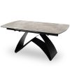 Bentley Kinyitható Kerámia Étkezőasztal Szürke Kő Fekete Lábbal
