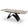 Bentley Kinyitható Kerámia Étkezőasztal Szürke Kő Fekete Lábbal