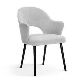 BJORG Kényelmes Kárpitozott Szék Karfával Szürke