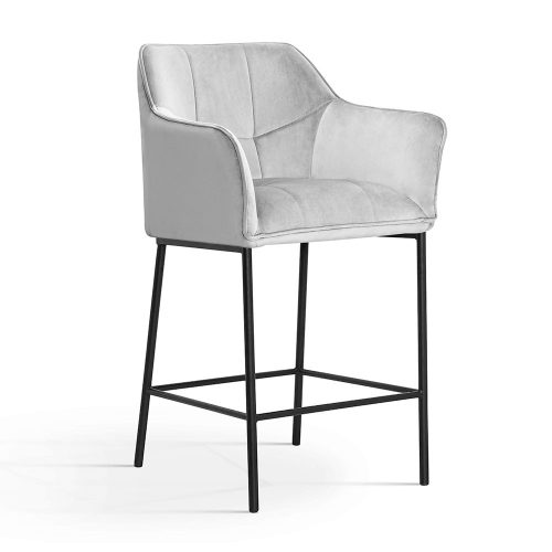 Boston M Bárszék Kárpitozott Szürke Bársony Fekete Lábakkal