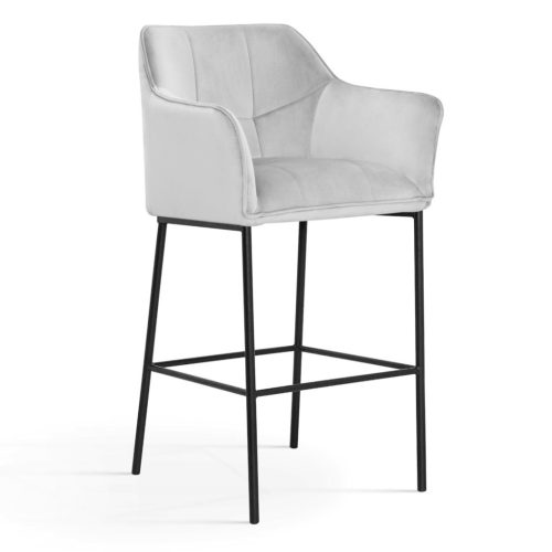 Boston L Kárpitozott Bárszék Szürke Fém 70cm