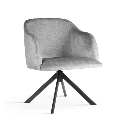 Danez Twist Forgó Kárpitozott Szék Szürke Bársony Fekete Lábbal