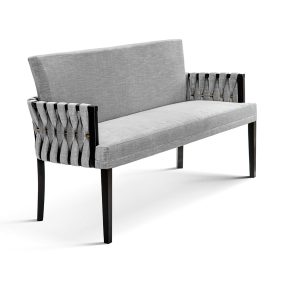 ELIS Luxus Kárpitozott Pad Szürke Szövet Wenge Lábakkal