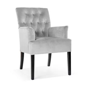 GALA Tűzött Karfás Bársony Fotel Szürke