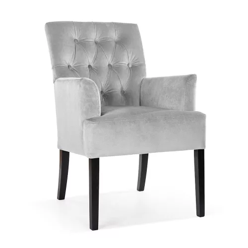 GALA Tűzött Karfás Bársony Fotel Szürke