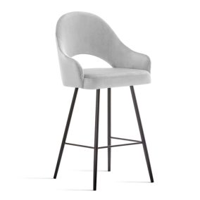   GODA M Forgó Bárszék Kárpitozott Szürke Bársony Arany Lábakkal 60cm