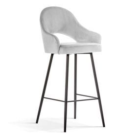   GODA L Forgó Bárszék Kárpitozott Szürke Bársony Arany Láb 70cm