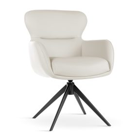 HEATHER Forgó Fotel Kárpitozott Krémfehér Fekete