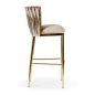 HORDIA Luxus Bárszék Bézs Bársony Arany Lábakkal