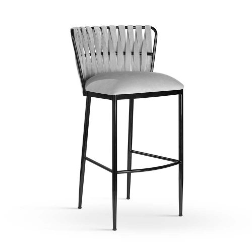 HORDIA Luxus Bárszék Fonott Háttámlával Szürke 70cm