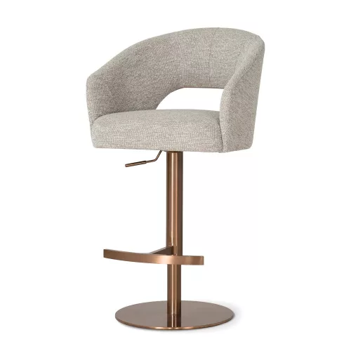 INES PUMP Forgó Bárszék Szürke Kárpittal Rózsaarany Lábbal