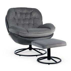 Lima Fotel Lábtartóval Szürke Pu / Fekete Láb