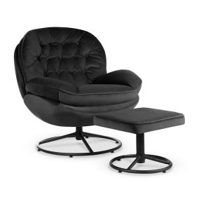 LIMA Forgó Fotel Lábtartóval Fekete