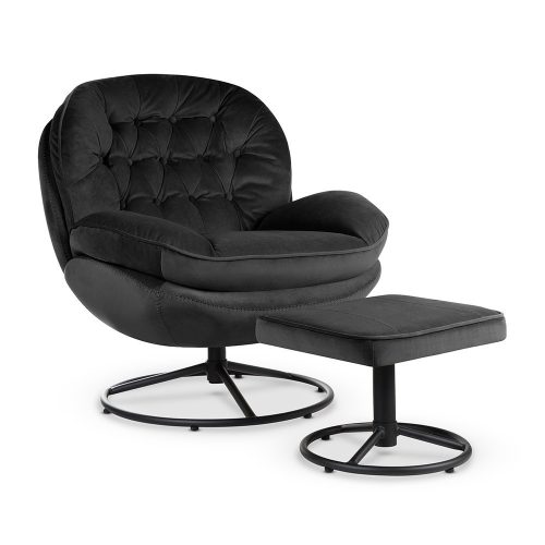 LIMA Forgó Fotel Lábtartóval Fekete