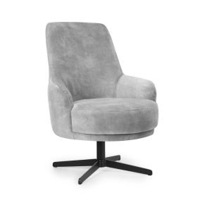 Loretto Forgó Fotel Szürke Bársony Fekete Lábbal