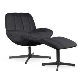 Luna Forgó Fotel Lábtartóval Fekete