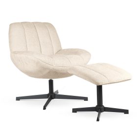 Luna Forgó Fotel Lábtartóval Bézs Kárpitozott