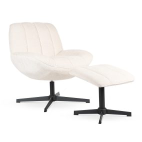 LUNA Forgó Fotel Lábtartóval Krémfehér