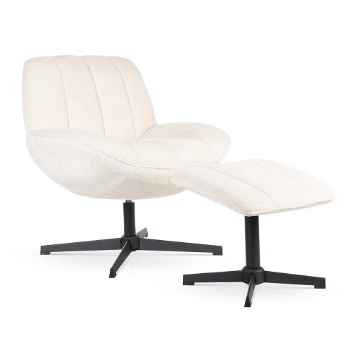 LUNA Forgó Fotel Lábtartóval Krémfehér