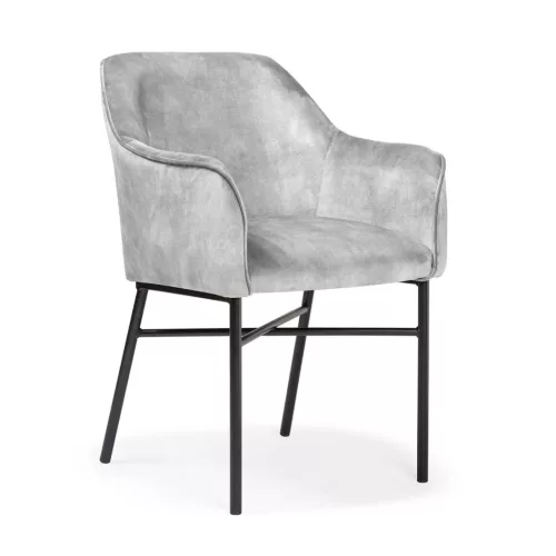 Malaga Kárpitozott Fotel Szürke Bársony Fekete Lábakkal