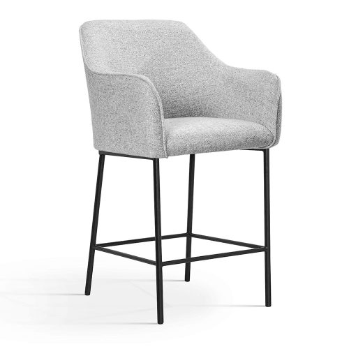 Malaga Kényelmes Bárszék Szürke Szövet Fekete Láb 60cm