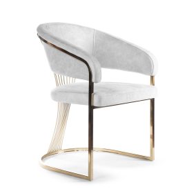   Marcille Luxus Kárpitozott Fotel Szürke Bársony Arany Vázzal