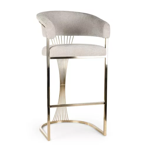 Marcille Luxus Bárszék Kárpitozott Szürke Arany Fém Vázzal 60cm