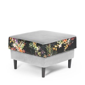 Maurice Virágmintás Bársony Puff Wenge Lábakkal