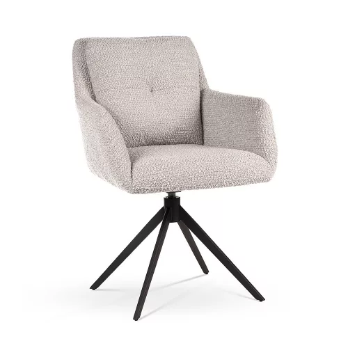 Monica Forgó Textúrált Kárpitozott Szék Bézs Fekete Lábakkal