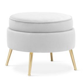 Kagyló Kerek Puff Fehér Arany Lábakkal