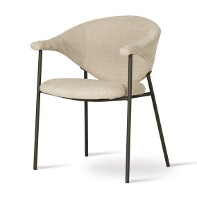   NOTI Modern Kárpitozott Szék Bézs Karfával Fekete Lábakkal