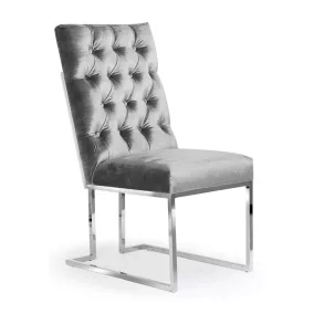   Paul Elegance Kárpitozott Szék Bársony Szürke Chesterfield