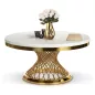   Romance Luxus Márvány Dohányzóasztal Fehér Arany Csavart Lábbal