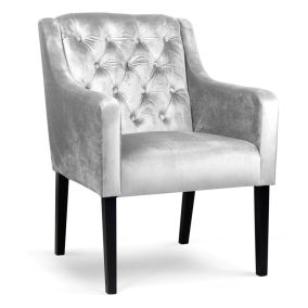 Santi Chesterfield Bársony Fotel Ezüstszürke