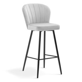   SHELLY Luxus Bárszék Kagyló Kárpitozott Szürke Arany 70cm