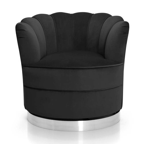 SISI Forgó Fotel Fekete Ezüst Kagyló