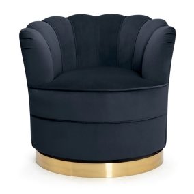 SISI Forgó Fotel Kagyló Kárpitozott Tengerészkék Arany