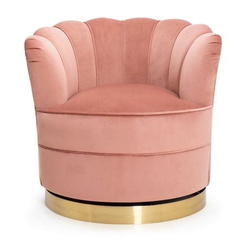 SISI Kagylóhéj Forgószék Bársony Sötétrózsaszín Arany