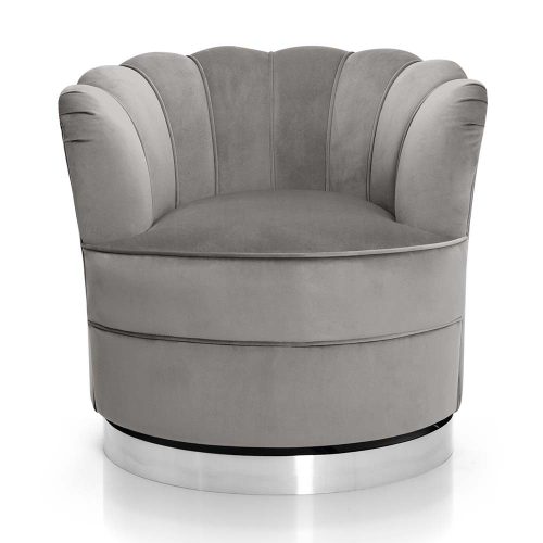 SISI Forgó Fotel Bársony Szürke Ezüst Alappal