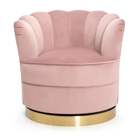 SISI Forgó Fotel Rózsaszín Bársony Arany Talppal