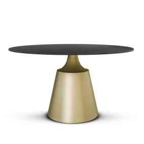   SORENTO Kerámia Étkezőasztal Fekete Márványmintás Kerek Arany Lábbal