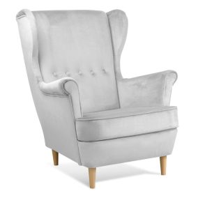 VAKO Klasszikus Füles Fotel Szürke Bársony