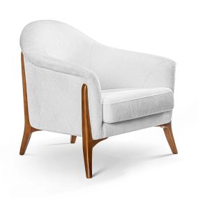 Vittoria Luxus Fotel Fehér Szövet Wenge Lábakkal