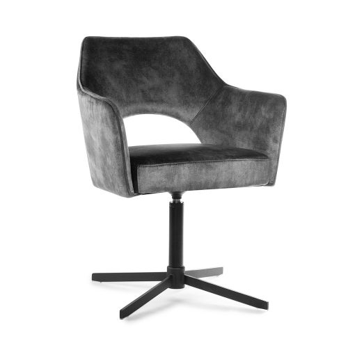 XENIA Forgó Fotel Szürke Bársony Fekete Lábbal