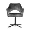 XENIA Forgó Fotel Szürke Bársony Fekete Lábbal