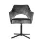 XENIA Forgó Fotel Szürke Bársony Fekete Lábbal